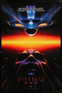 1w735 STAR TREK VI teaser 1sh '91 William Shatner, Leonard Nimoy, art by John Alvin!