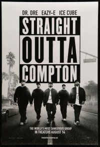 1w746 STRAIGHT OUTTA COMPTON teaser DS 1sh '15 Hawkins, Mitchell, Jackson, Brown J.R. and Hodge!