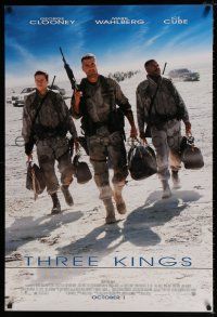 1w774 THREE KINGS advance DS 1sh '99 George Clooney, Mark Wahlberg, & Ice Cube in the Gulf War!