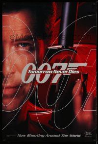 1w780 TOMORROW NEVER DIES teaser DS 1sh '97 close-up of Pierce Brosnan as James Bond 007!