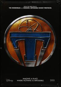 1w781 TOMORROWLAND teaser DS 1sh '15 Walt Disney, cool image of retro sci-fi logo!