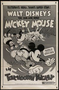 1w786 TOUCHDOWN MICKEY 1sh R74 Walt Disney, great cartoon art of Mickey Mouse playing football!