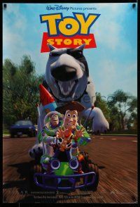 1w788 TOY STORY int'l 1sh '95 Disney/Pixar cartoon, Buzz & Woody on RC car being chased by Scud!