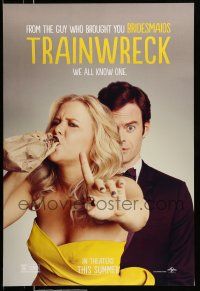 1w793 TRAINWRECK teaser DS 1sh '15 wacky image of sexy Amy Schumer drinking beer & Bill Hader!