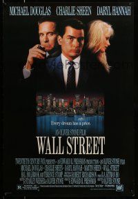 1w816 WALL STREET 1sh '87 Michael Douglas, Charlie Sheen, Daryl Hannah, Oliver Stone!