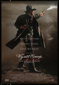 1w838 WYATT EARP 1sh '94 cool image of Kevin Costner in the title role firing gun!