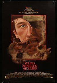 1w847 YOUNG SHERLOCK HOLMES 1sh '85 Steven Spielberg, Nicholas Rowe, really cool detective art!