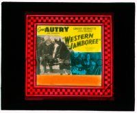 1x098 WESTERN JAMBOREE glass slide '38 great close up of Gene Autry with Champion!
