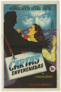 1x436 13th LETTER Spanish herald '51 Otto Preminger, Linda Darnell, different Soligo art!