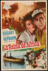 1x441 AFRICAN QUEEN Spanish herald '52 different image of Humphrey Bogart & Katharine Hepburn!