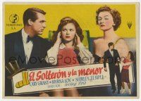 1x455 BACHELOR & THE BOBBY-SOXER Spanish herald '48 Shirley Temple between Cary Grant & Myrna Loy!