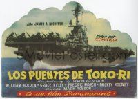 1x488 BRIDGES AT TOKO-RI die-cut Spanish herald '59 James Michener, different aircraft carrier art!