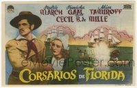 1x491 BUCCANEER Spanish herald '38 Fredric March & Franciska Gaal, Cecil B. DeMille, different!
