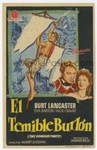 1x526 CRIMSON PIRATE Spanish herald '55 art of barechested Burt Lancaster swinging on rope!