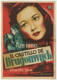 1x543 DRAGONWYCK Spanish herald '47 great Soligo art of beautiful Gene Tierney, Ernst Lubitsch!
