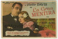 1x582 GREAT LIE Spanish herald '47 different romantic close up of Bette Davis & George Brent!