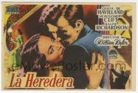 1x593 HEIRESS Spanish herald '51 William Wyler, art of Olivia de Havilland & Montgomery Clift!