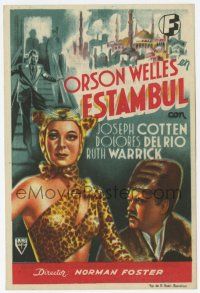 1x626 JOURNEY INTO FEAR Spanish herald '42 different art of Orson Welles & sexy Dolores Del Rio!