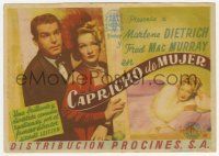 1x641 LADY IS WILLING Spanish herald '42 sexy Marlene Dietrich & Fred MacMurray, different!
