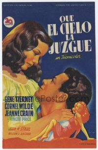 1x648 LEAVE HER TO HEAVEN Spanish herald '49 Soligo art of Gene Tierney, Cornel Wilde & Crain!