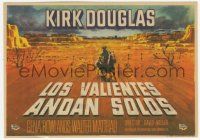 1x659 LONELY ARE THE BRAVE Spanish herald '62 different art of Kirk Douglas on horse in the desert!
