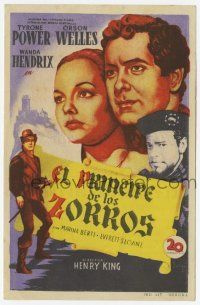 1x718 PRINCE OF FOXES Spanish herald '50 Soligo art of Orson Welles, Tyrone Power & Wanda Hendrix!