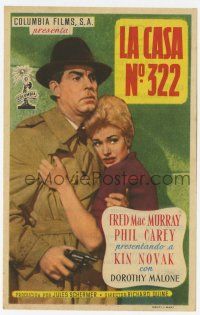 1x720 PUSHOVER Spanish herald '54 different image of Kim Novak clutching Fred MacMurray with gun!