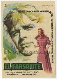 1x724 RAINMAKER Spanish herald '56 different Montalban art of Burt Lancaster & Katharine Hepburn!