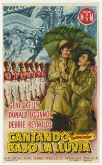 1x773 SINGIN' IN THE RAIN Spanish herald '53 Gene Kelly & Debbie Reynolds under umbrella!