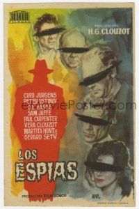 1x787 SPIES Spanish herald '57 Henri-Georges Clouzot, Jurgens, Ustinov, different Jano art!