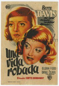 1x790 STOLEN LIFE Spanish herald '48 different Ramon art of Bette Davis as identical twins!