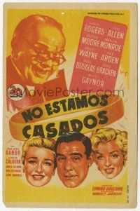1x847 WE'RE NOT MARRIED Spanish herald '53 Soligo art of Marilyn Monroe, Ginger Rogers & Douglas!