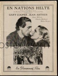 1x359 PLAINSMAN Danish program '37 Gary Cooper & Jean Arthur, Cecil B. DeMille classic, different!