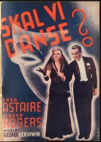 1x382 SHALL WE DANCE Danish program '37 Erik Frederiksen art by images of Astaire & Rogers!