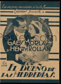 1x141 IRONMASTER Uruguayan herald '33 Gaby Morlay, French romance from a story by Abel Gance!