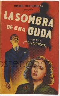 1x763 SHADOW OF A DOUBT Spanish herald '45 Hitchcock,Teresa Wright, Joseph Cotten, Barba art!