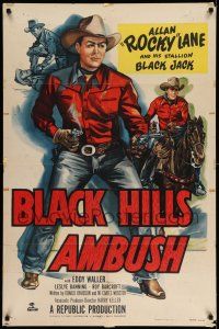 1y096 BLACK HILLS AMBUSH 1sh '52 cool full-length art of cowboy Allan Rocky Lane pointing 2 guns!