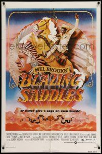 1y099 BLAZING SADDLES 1sh '74 classic Mel Brooks western, art of Cleavon Little by Alvin!