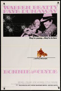 1y111 BONNIE & CLYDE 1sh '67 notorious crime duo Warren Beatty & Faye Dunaway, Arthur Penn!