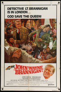 1y116 BRANNIGAN 1sh '75 Douglas Hickox, great McGinnis art of fighting John Wayne in England!