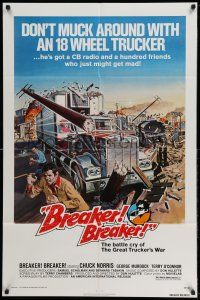 1y117 BREAKER BREAKER 1sh '77 Chuck Norris, cool art of 18-wheeler trucks!
