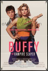 1y128 BUFFY THE VAMPIRE SLAYER 1sh '92 great image of Kristy Swanson & Luke Perry!
