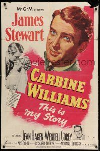 1y146 CARBINE WILLIAMS 1sh '52 great portrait art of James Stewart, Jean Hagen, Wendell Corey