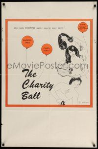 1y161 CHARITY BALL 1sh '75 Andrea True, Cindy West, and Marc Stevens, cool artwork with balloons!