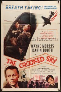 1y196 CROOKED SKY 1sh '57 Wayne Morris, Karin Booth, breath taking heights of suspense action!