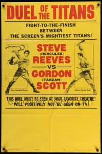 1y244 DUEL OF THE TITANS style B 1sh '63 Corbucci, Steve Hercules Reeves vs Gordon Tarzan Scott!