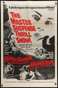 1y269 EYES WITHOUT A FACE/MANSTER 1sh '62 horror double-bill, the master suspense thrill show!