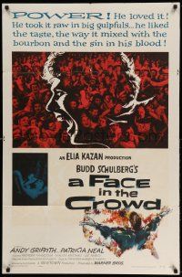 1y272 FACE IN THE CROWD 1sh '57 Andy Griffith took it raw like his bourbon & his sin, Elia Kazan