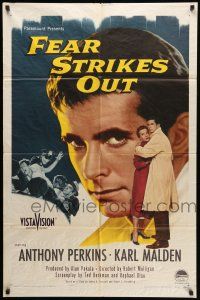 1y283 FEAR STRIKES OUT 1sh '57 Anthony Perkins as baseball player Jim Piersall!