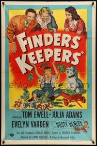 1y292 FINDERS KEEPERS 1sh '52 Tom Ewell, Julia Adams, Evelyn Varden, wacky image of rich boy